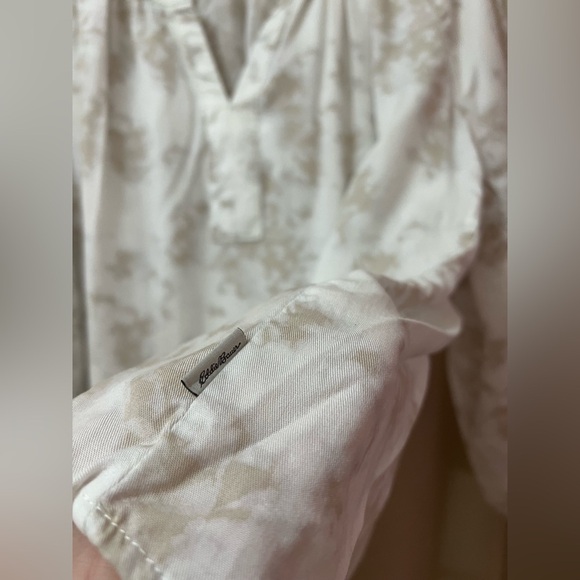 Eddie Bauer 100% Lyocell Boho Peasant Blouse – Soft Neutral Tie Dye, Women’s XL - Picture 4 of 8